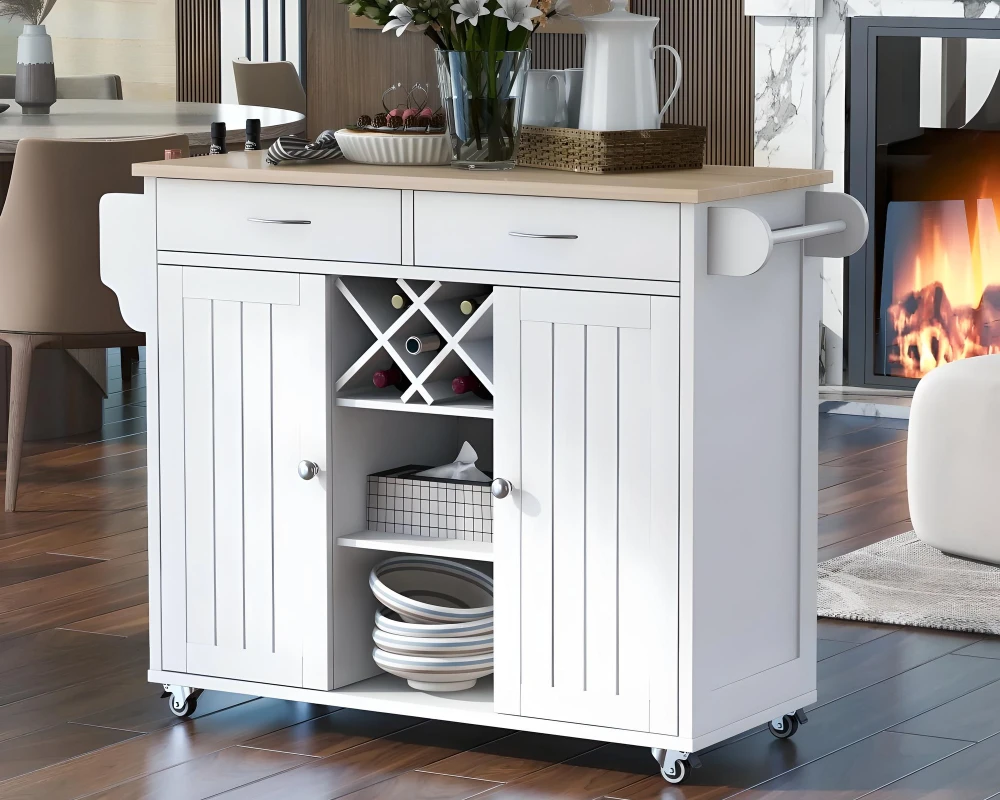 movable kitchen island with seating and storage